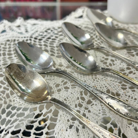 Чайные ложки "Пламя" Кольчугинский завод. Мнц с серебрением. Винтаж, СССР. Цена 6шт. Картинка 4